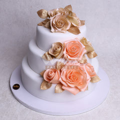 WE3.b PEACH ROSES - Wedding Cakes - WILTON PATISSERIE